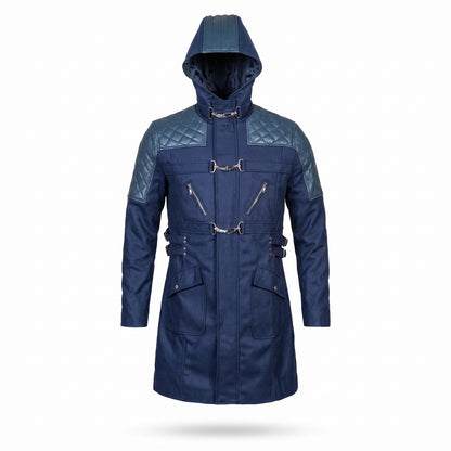Devil May Cry 5 Nero Blue Trench Coat | Leather Hooded Jacket