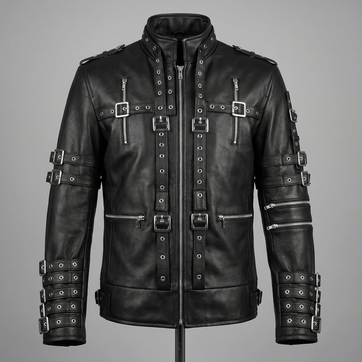 Michael Jackson Metal Black Leather Jacket
