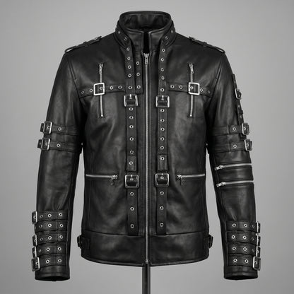 Michael Jackson Metal Black Leather Jacket