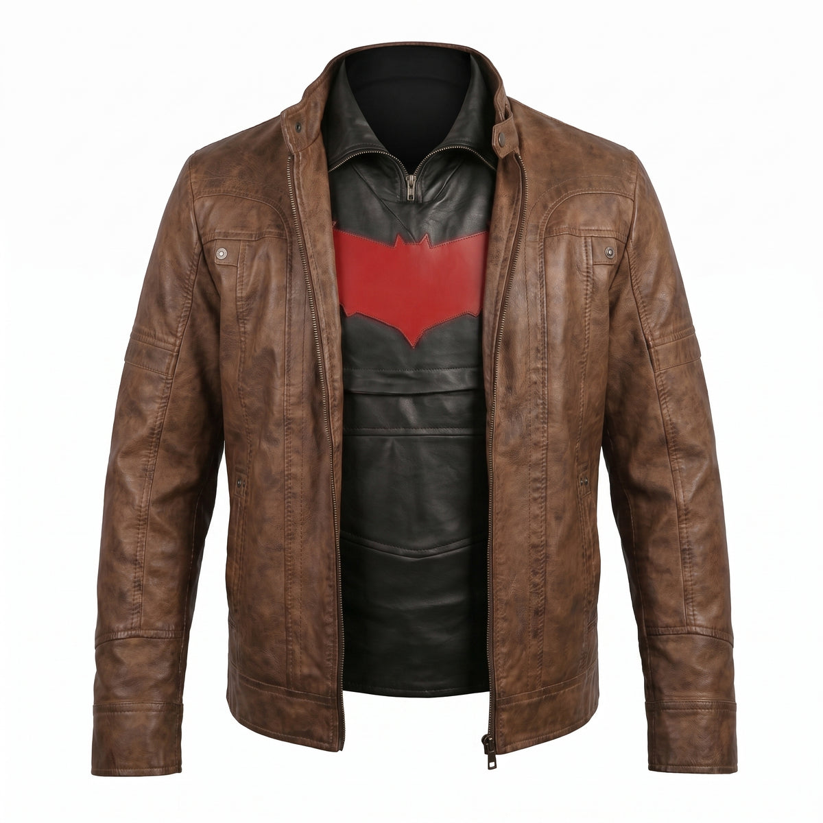 Jason Todd Red Hood Brown Leather Jacket & Vest