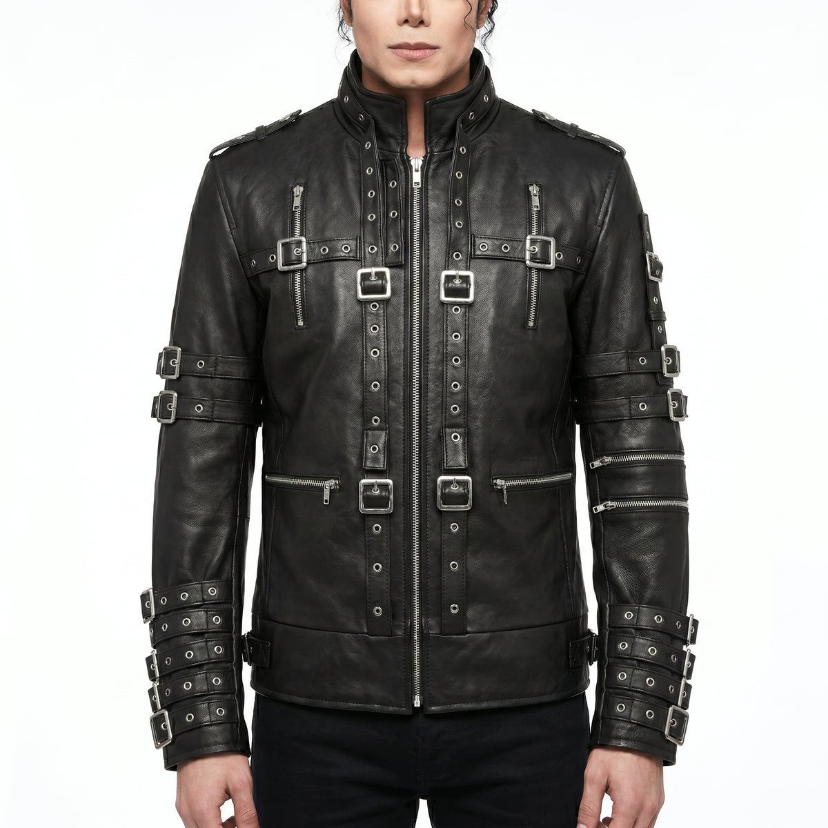 Michael Jackson Metal Black Leather Jacket