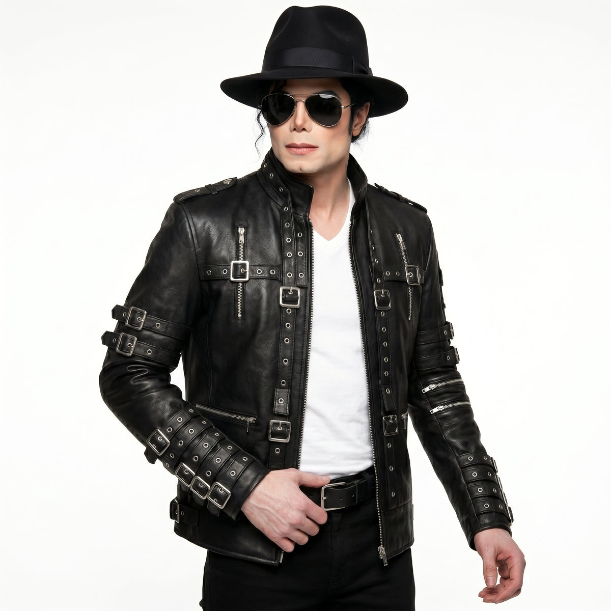 Michael Jackson Metal Black Leather Jacket