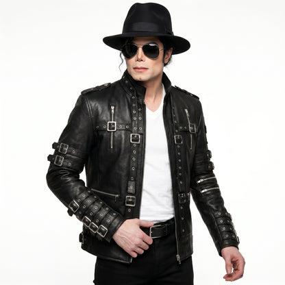 Michael Jackson Metal Black Leather Jacket