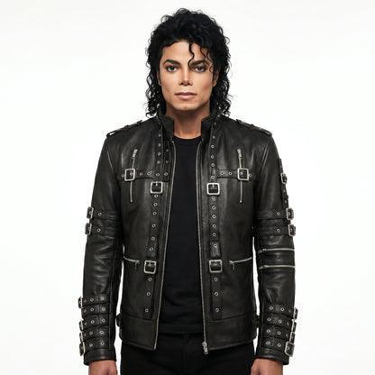 Michael Jackson Metal Black Leather Jacket