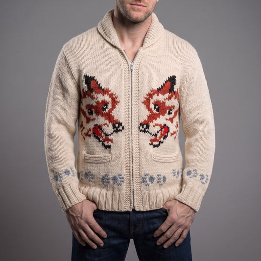 Handmade Wolf Knit Cardigan Inspired by Ryan Gosling in Project Hail Mary