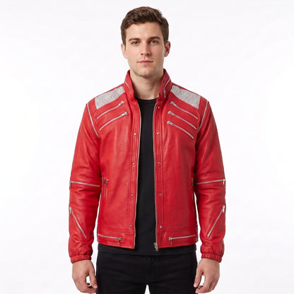 Michael Jackson Beat It Red Leather Jacket