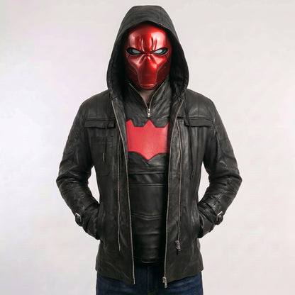 Batman Arkham Red Hood Jason Todd Black Leather Jacket & Vest
