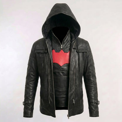 Batman Arkham Red Hood Jason Todd Black Leather Jacket & Vest