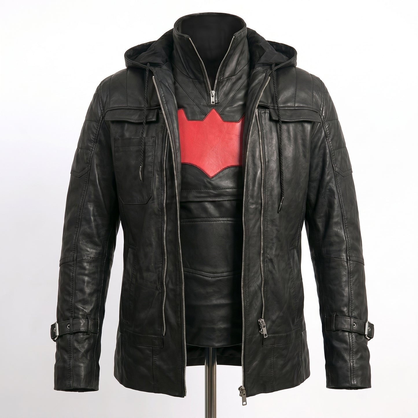 Batman Arkham Red Hood Jason Todd Black Leather Jacket & Vest