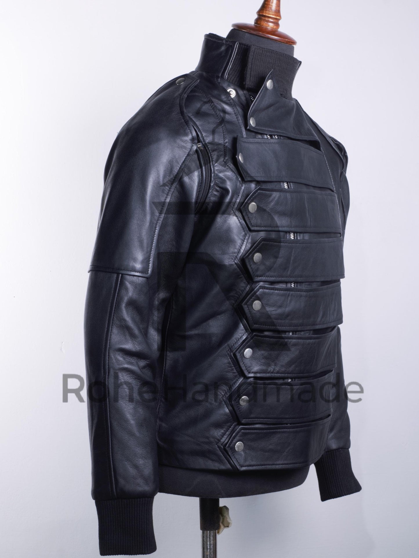 Bucky Barnes Winter Soldier Genuine Leather Jacket with Removable Arms
