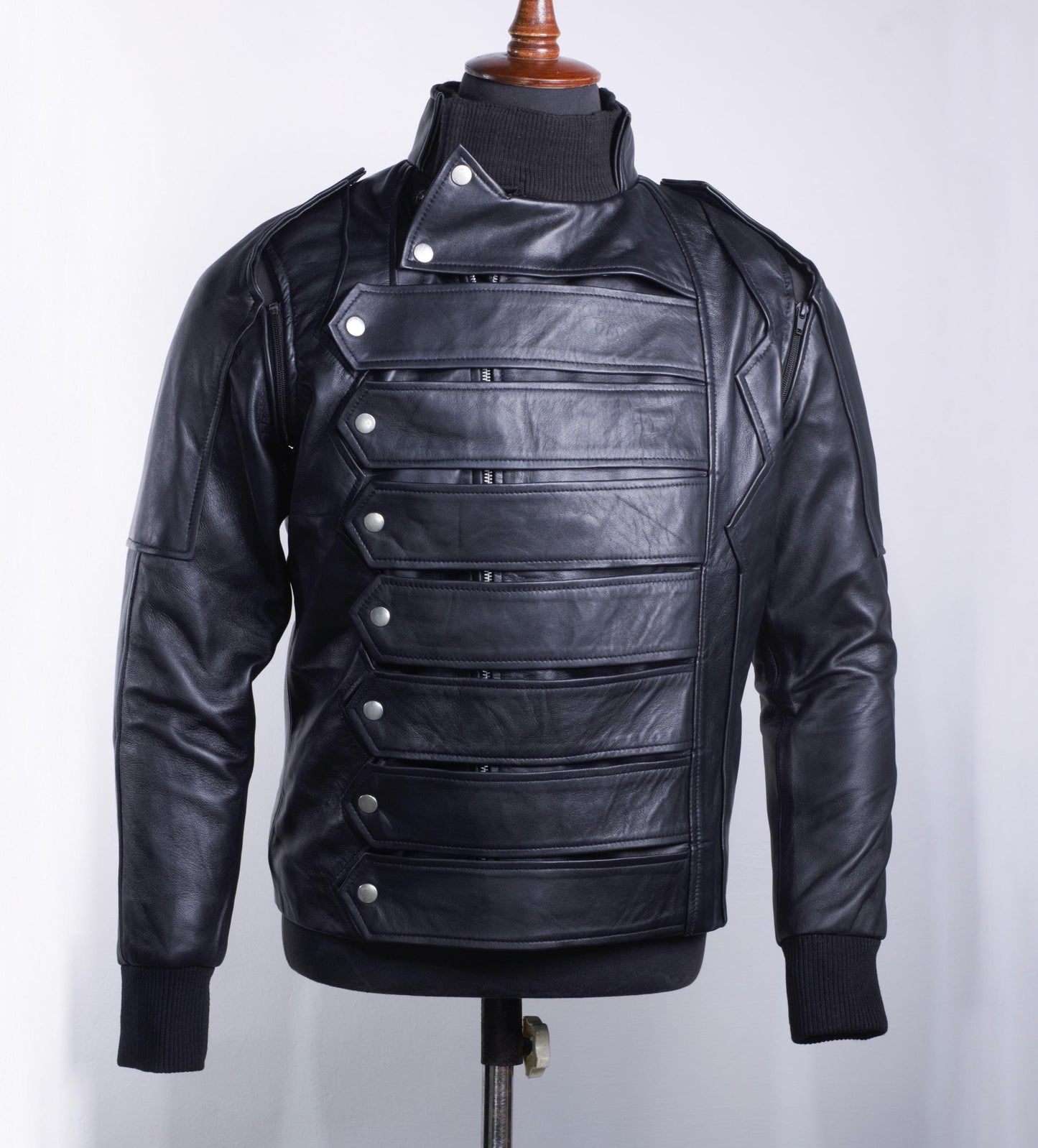 Bucky Barnes Winter Soldier Genuine Leather Jacket with Removable Arms
