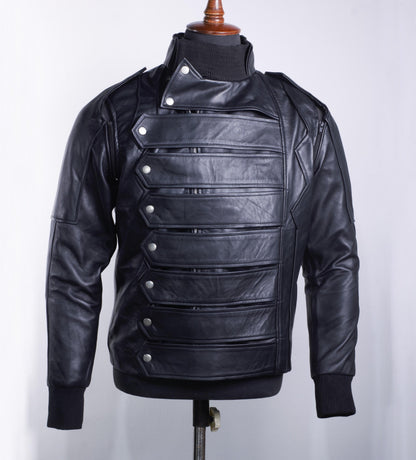 Bucky Barnes Winter Soldier Genuine Leather Jacket with Removable Arms