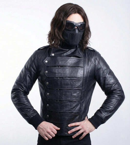 Bucky Barnes Winter Soldier Genuine Leather Jacket with Removable Arms